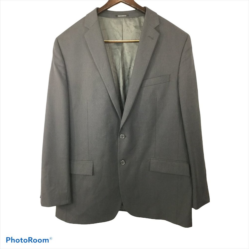 EGARA 46L Slim Fit Gray Sport Coat Wool Suit Jacket